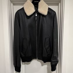 Louis Vuitton Deerskin Leather Aviator Jacket Black Removable Collar Size LV 54