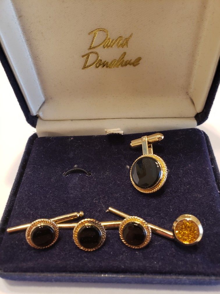 Cufflinks. David Donahue. Gold Onyx Set