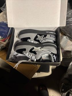 A Bathing Ape Bapesta Men's Low Top Lace-Up Leather Sneakers Gray/Black/White