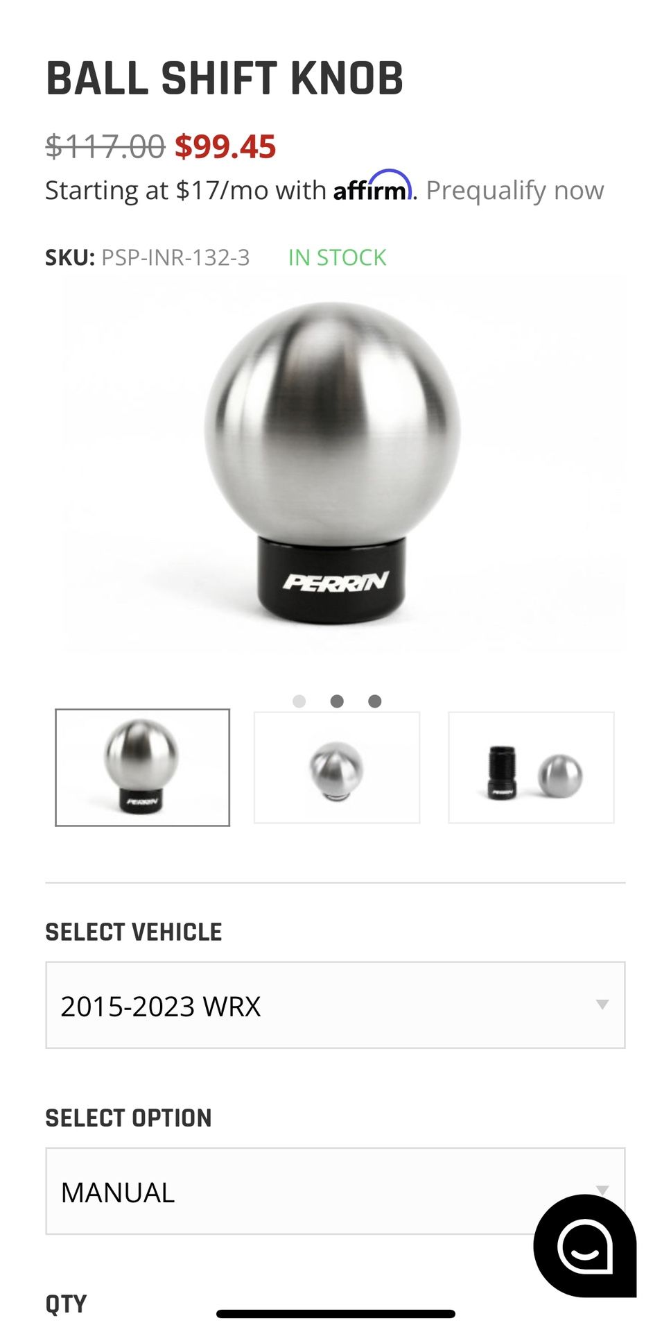 2015-2023 WRX  Perrin Shift Knob