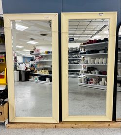 Full Length Mirror 65” x 31” Cream Frame – Modern Wall or Floor Mirror 65414
