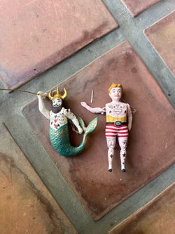 Hipster Sailor and Mermaid Ornaments