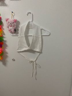White Halter Tie Top