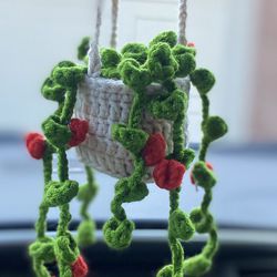 Crochet Monstera, Crochet Plant Car Charm Succulent Crochet