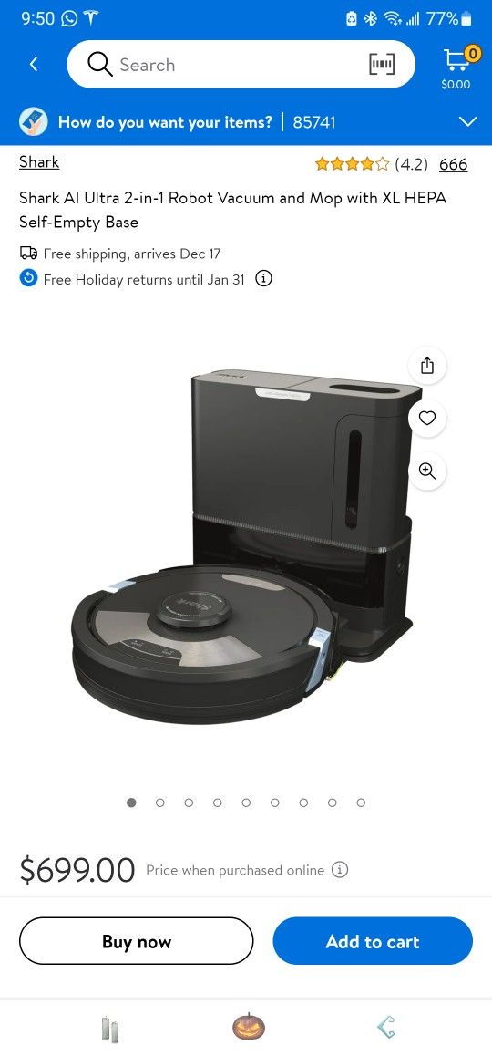 Shark AI Ultra 2-in-1 Robot Vacuum and Mop with XL HEPA Self-Empty Base