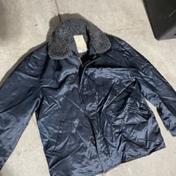 Vintage Dr.Martens Deck Jacket Mens Size XL 90s Black Sherpa Lined Bomber Nylon