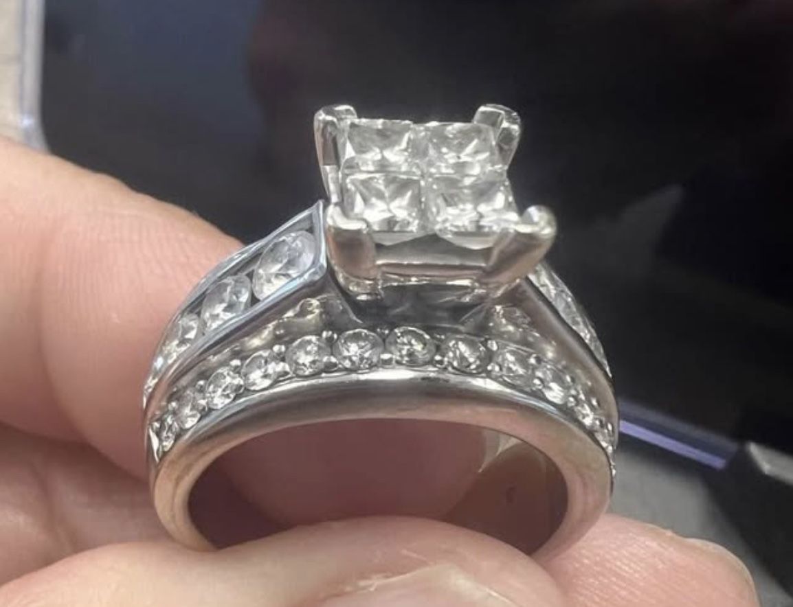 Diamond Engagement Ring 3-1/2 ct tw Princess/Round 14K White Gold $4000 OBO ORIGINAL OVER 8000k