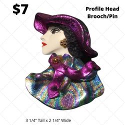 Profile Head Brooch Pin