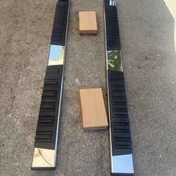 La Zona Auto Parts Quad extended cab 6 inch chrome running boards estribos 5 pulgadas Chevrolet GM Ford Dodge Toyota