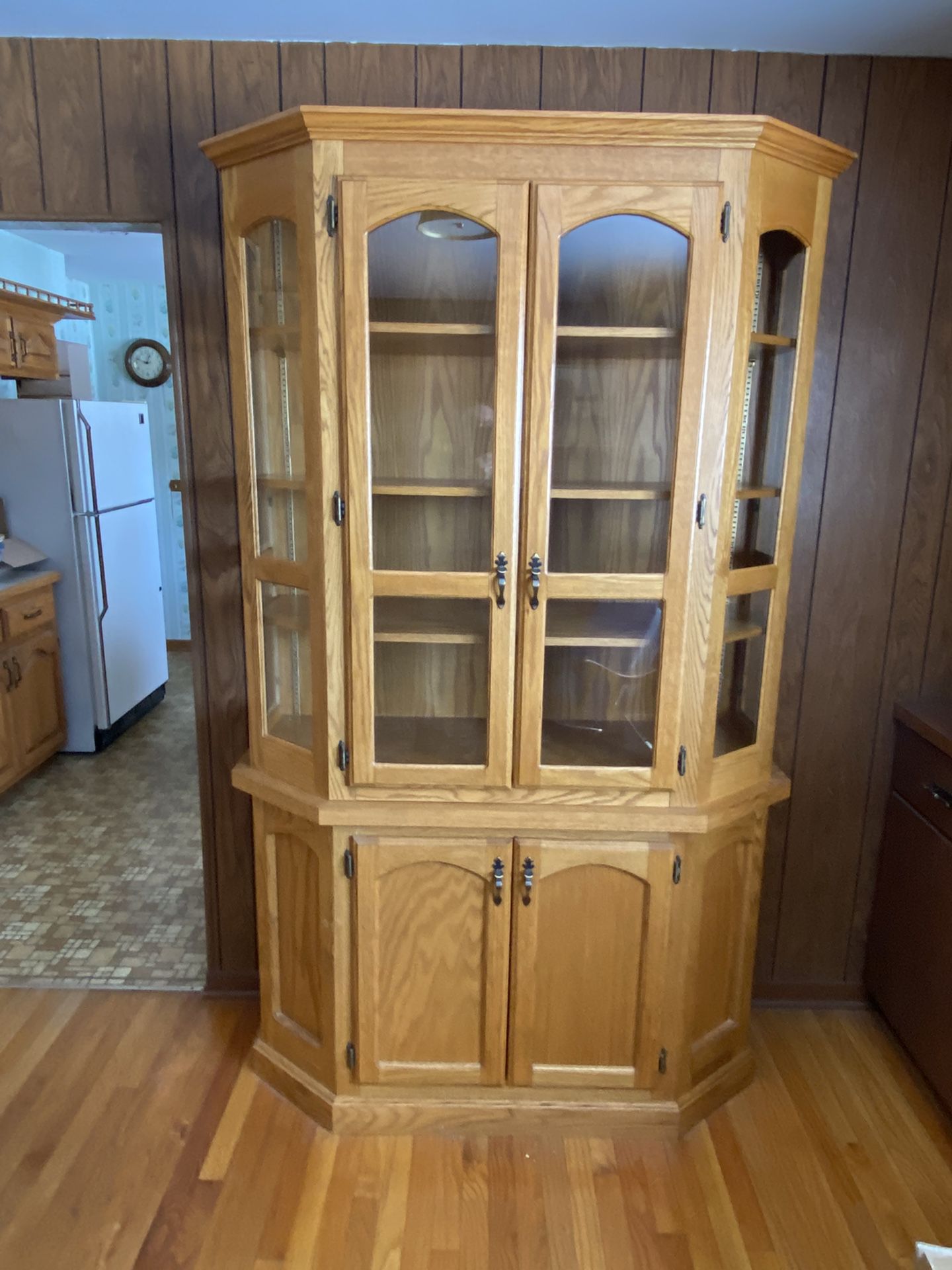 Solid Oak Handmade Oversized Curio Cabinet 
