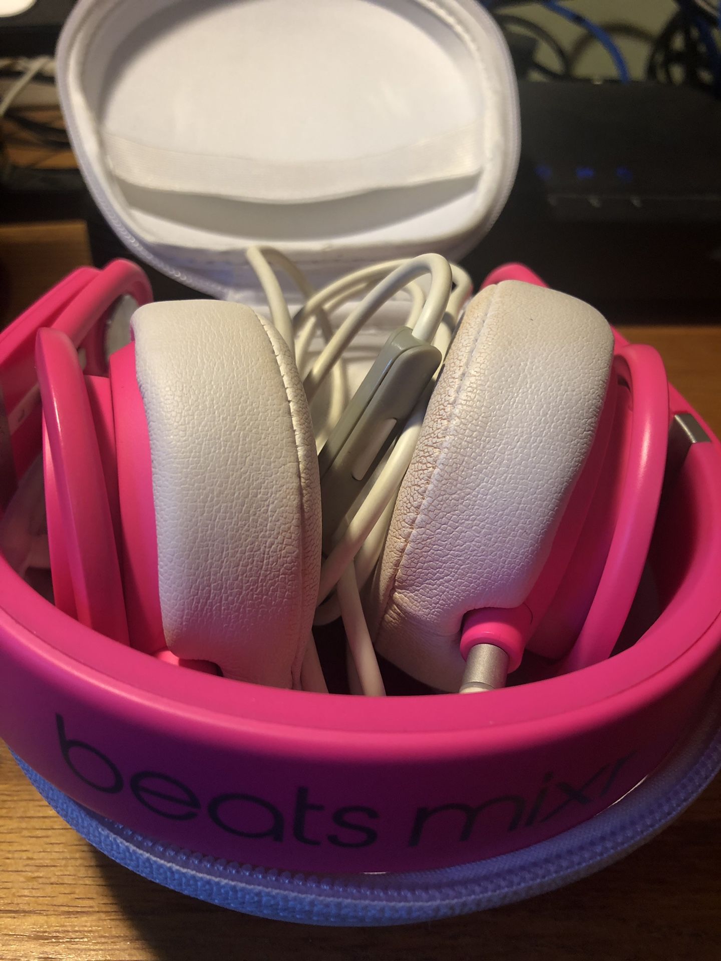 Beats Mixr pink with case and cables