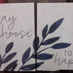 Inspirational 2-Panel Wall Art – “Today I Choose to Be Happy”