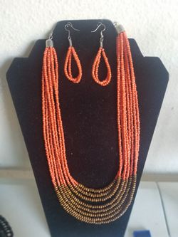Beaded Necklace & Earrings Set
