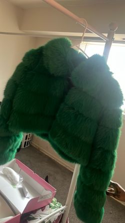 Green Fur Crop Coat Woman’s 