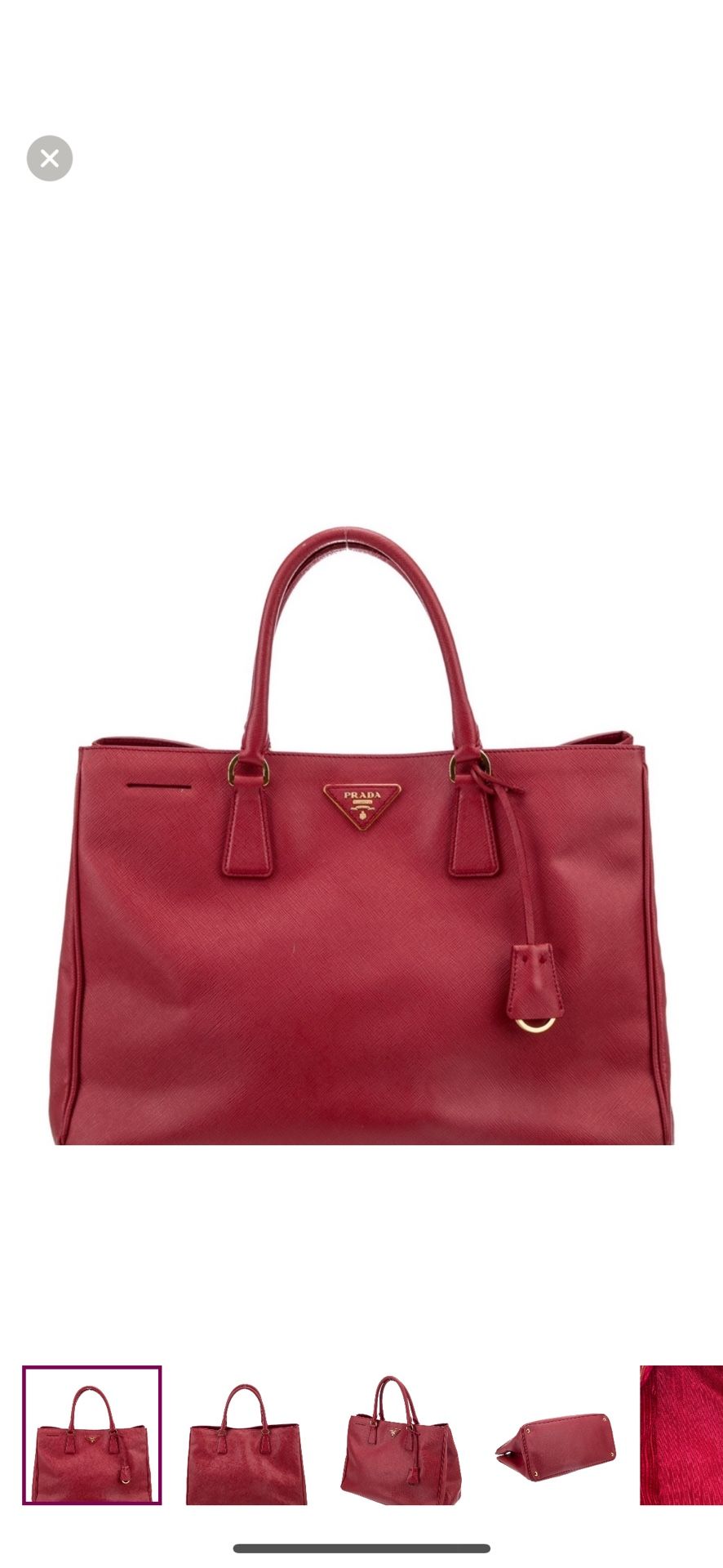 Prada Red fuoco saffiano lux Leather Tote Bag