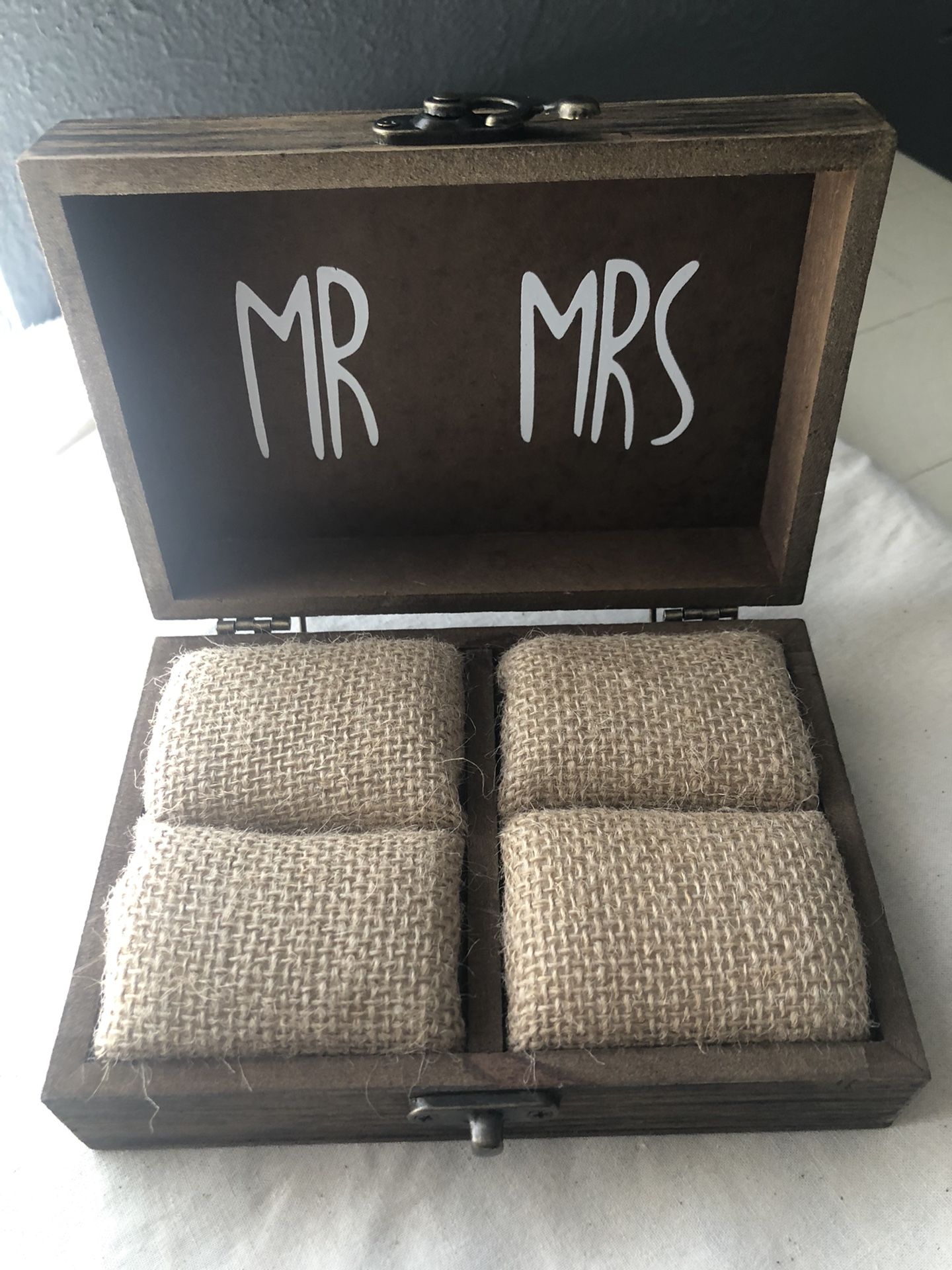 Mr & Mrs Wedding Rustic Ring Box