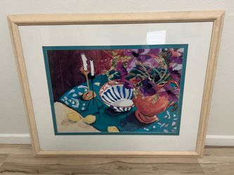 Set of 3 Large Framed Vibrant Still-Life Art Prints (43" x 34")