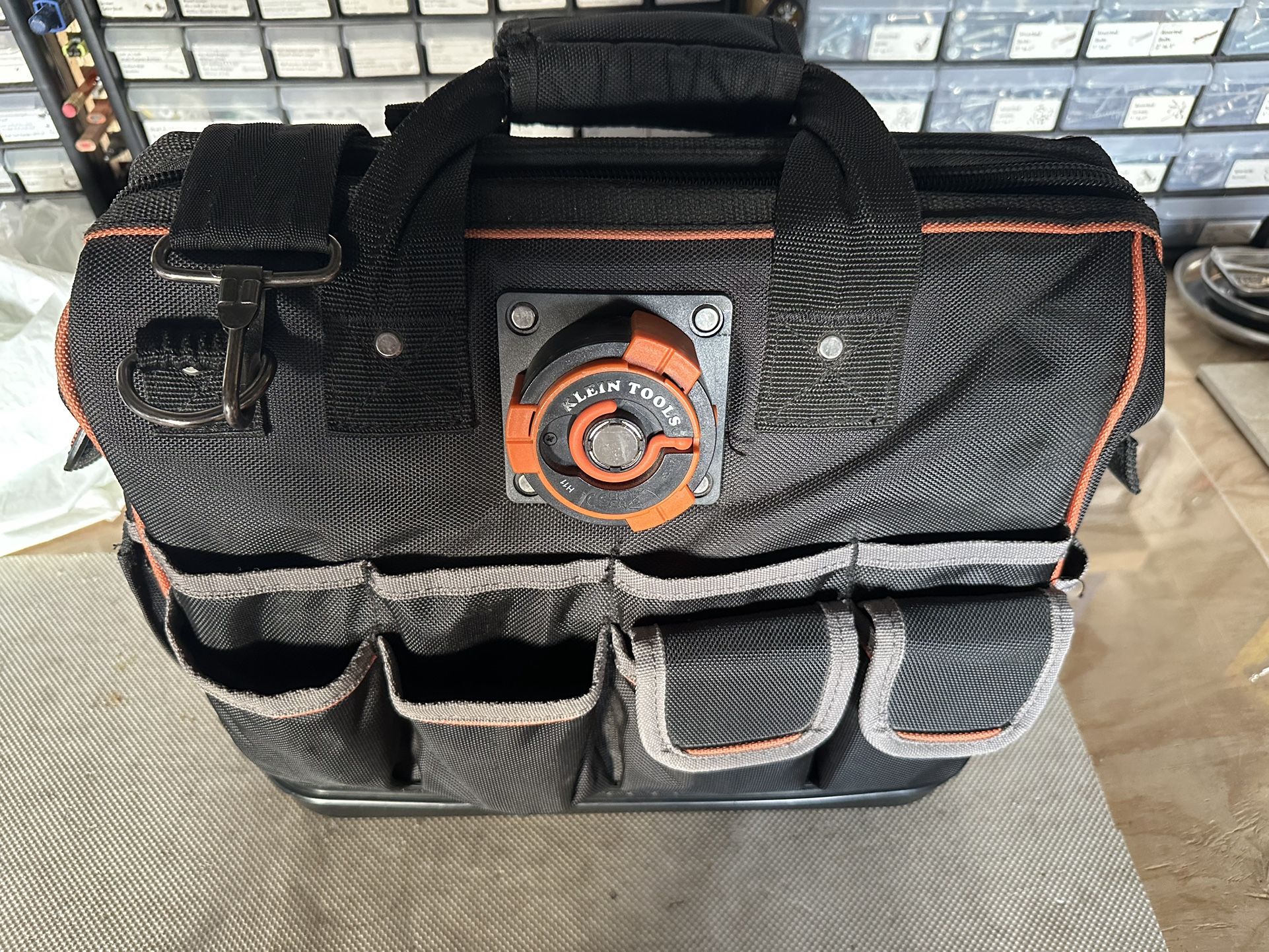 Klein Tools Tradesman Pro Lighted Tool Bag, 31 Pockets, 15-Inch