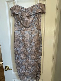 Women’s evening or cocktail off shoulder midi dress