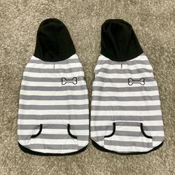 Black White & Grey Striped Dog Hoodie Sweatshirt Sz Large