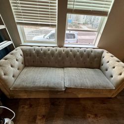 Macys Tufted Grey XL Couch 4 Seats 