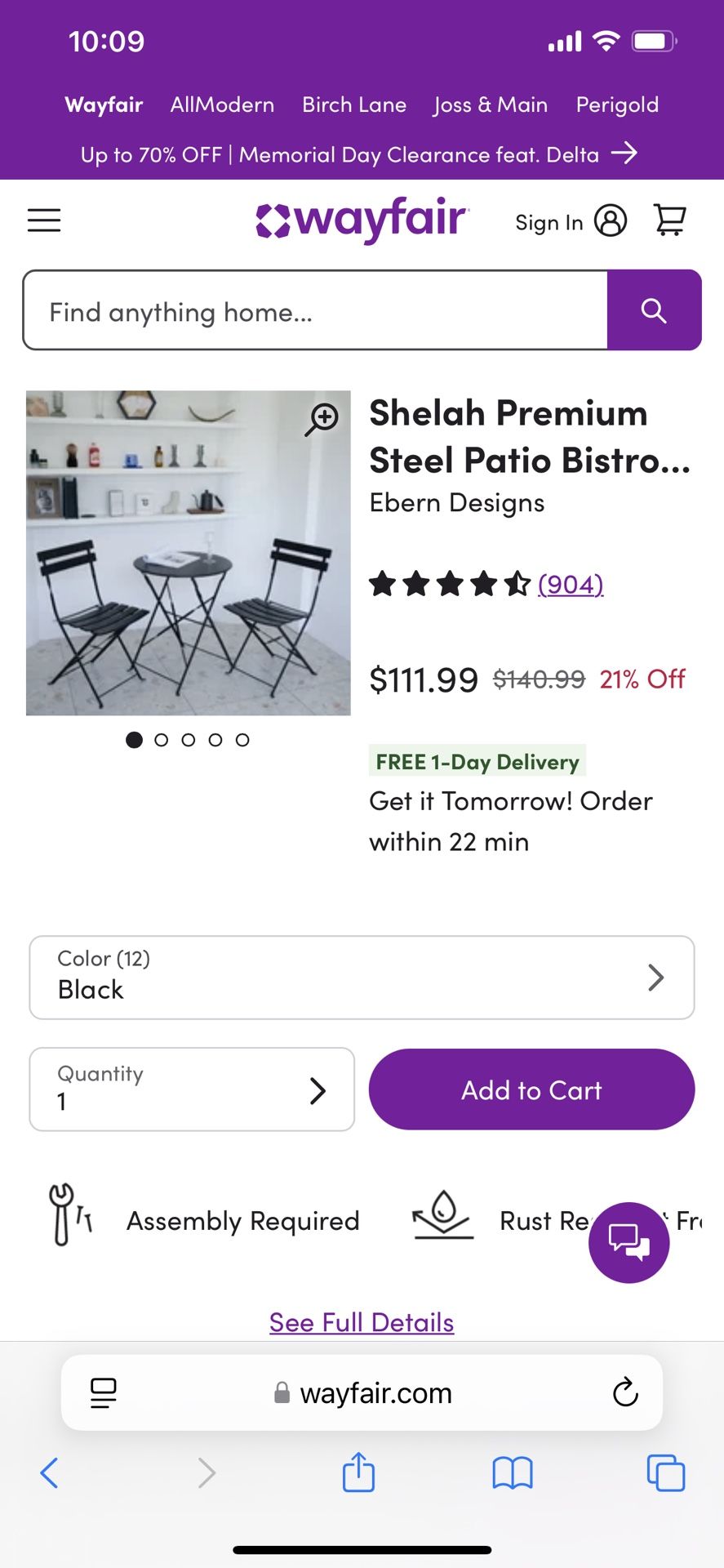 Steel / Metal Patio / Terrace / Outdoor Furniture Set