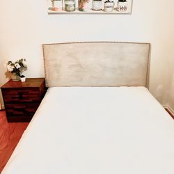 Tan/ Grayish Beaded headboard for a Queen