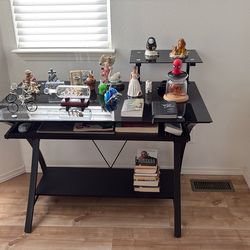 43” Black Glass Computer Desk