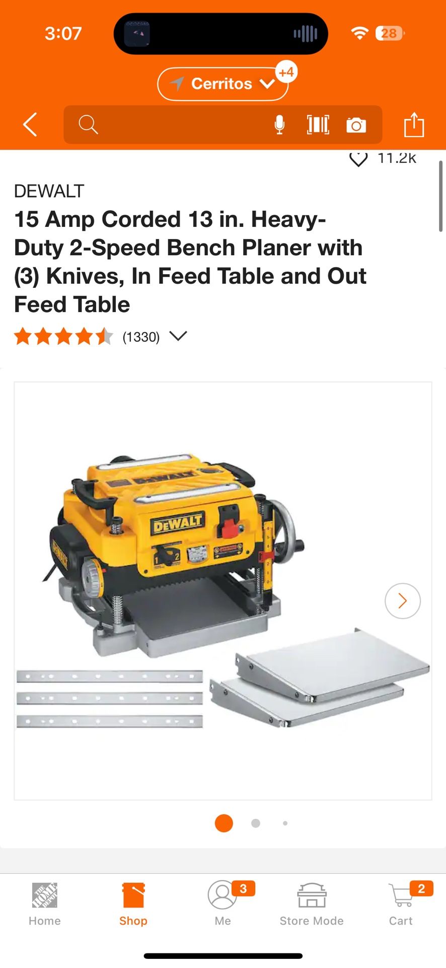 DEWALT 15 Amp Corded 13 in. Heavy-Duty 2-Speed Bench Planer with (3) Knives, In Feed Table and Out Feed Table