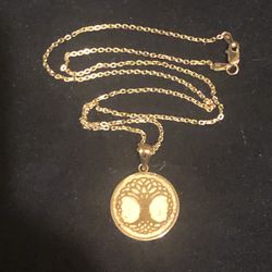 Tree Of Life Pendant and 16” Chain Solid Gold