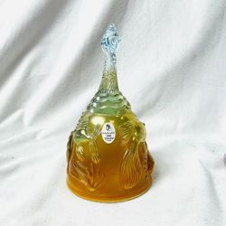 FENTON 100 Years 2005  Iridescent Aqua Marine 6.5” ‘ATLANTIS BELL’ w/ Gold Fish