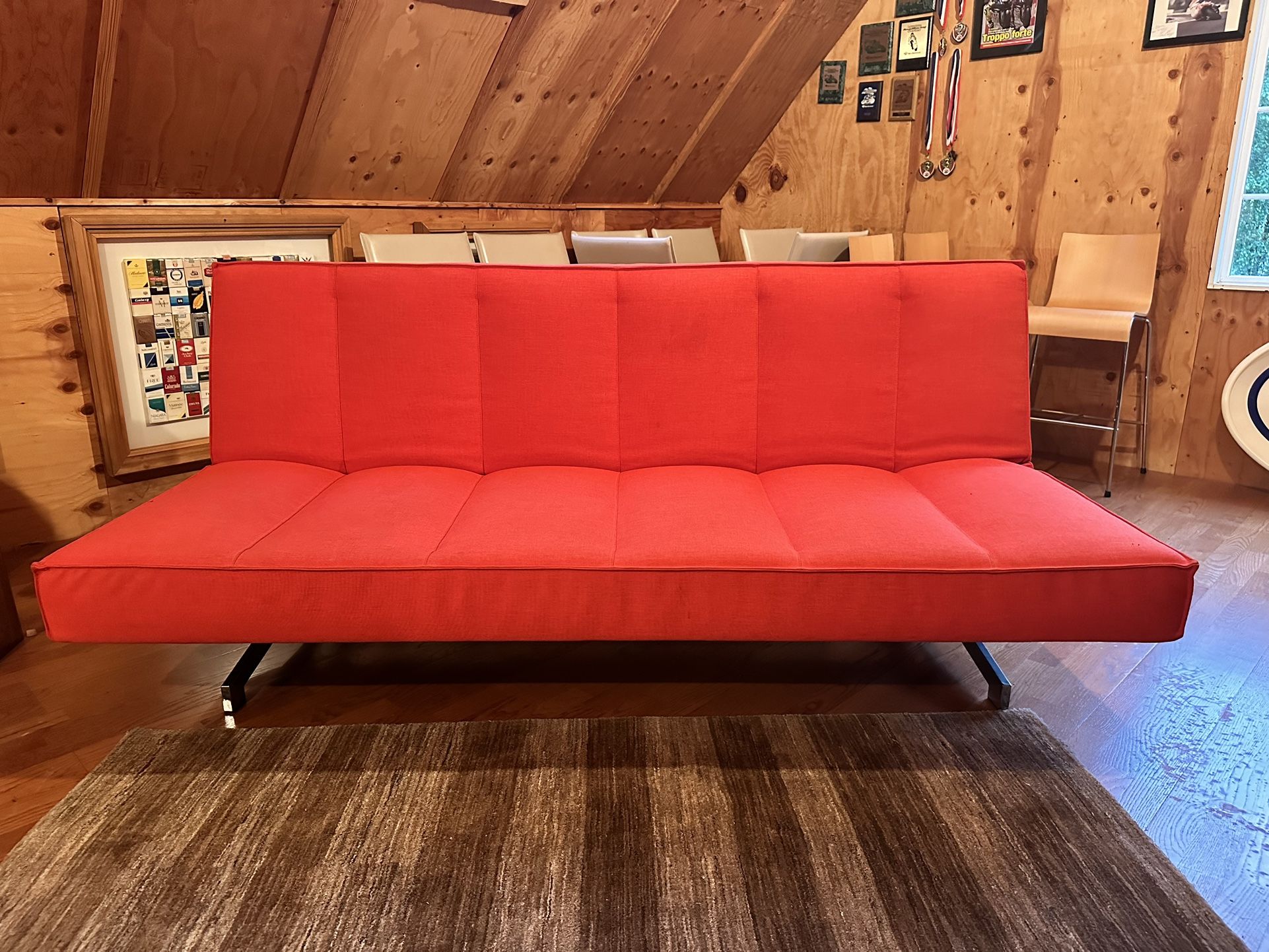CB2 Flex Tufted Red Sleeper Sofa
