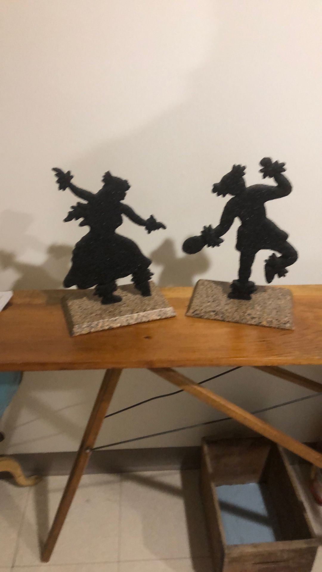 Mid century Hawaiian art statue hula dancer figures Tiki