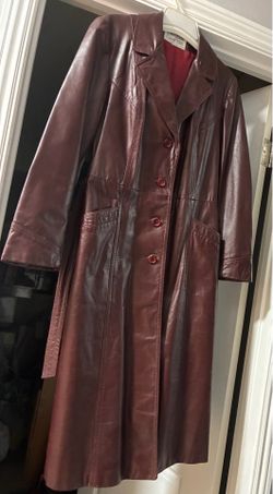 Vintage NORTHSIDE Genuine Leather Redish /Brown  Trench Coat