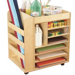 Childcraft Mobile Art Cart with Storage Shelves, 29-3/4 x 24 x 33 Inches
