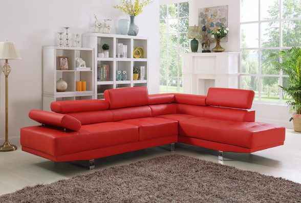2PC Leather Sectional w/adjustable headrest(4 colors)