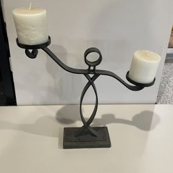 Metal Candle Holder With Candles 