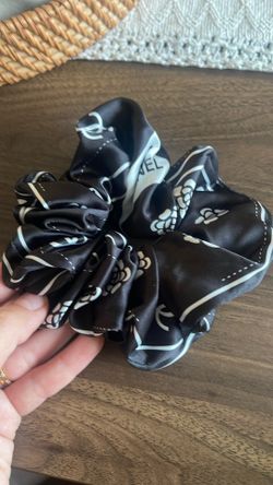 Silk black hair scrunchie