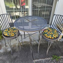 All Metal Bistro Set - Table & Two Chairs