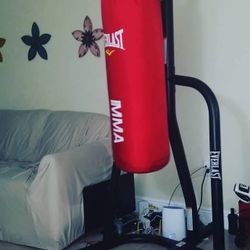 Everlast  Single Station Heavy Bag Stand & 70lb. Nevatear Red Poly Heavy Bag