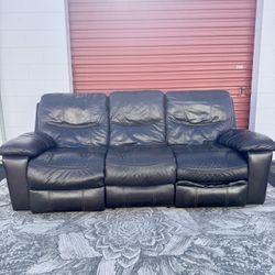Dark Brown Leather Electric Reclining Sofa