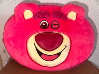 NWT Disney Pixar Toy Story Lotso Pink Plush Heart Crossbody Zip Bag Strawberry Charm