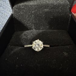 1 Carat Moissanite Silver Ring 