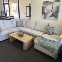 Ashley Sectional In Beige Modern Style With Accent Pillows 