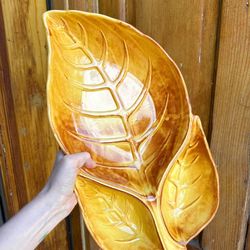 Large Vintage California Pottery Leaf Tray MCM