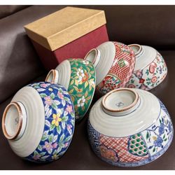 Sanyo Pottery Rice Bowl Set Of 5 