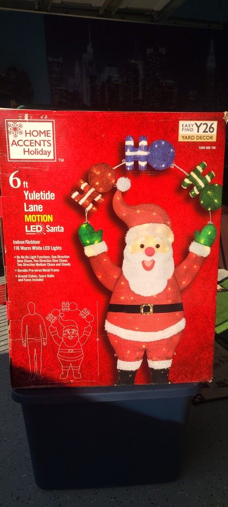 Xmas 6 Ft Motion Led Santa With Ho Ho Ho Yard Decor