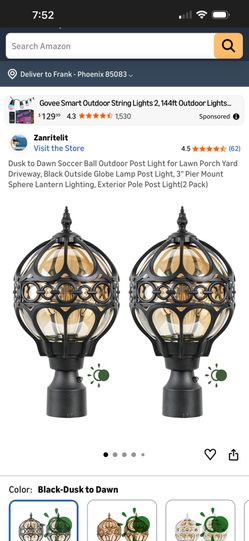 Zanritelit Dusk To Dawn Soccer Ball Outdoor Post Light For Lawn Porch Yard Driveway, Black Outside Globe Lamp Post Light, 3" Pier Mount Sphere Lantern
