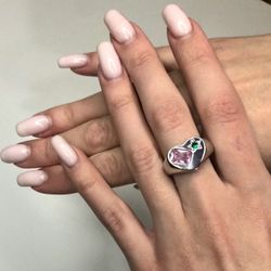 925 Sterling Silver Heart Cuff Ring Band Gift