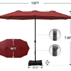 Patio Umbrella 15ft With Solor Lights